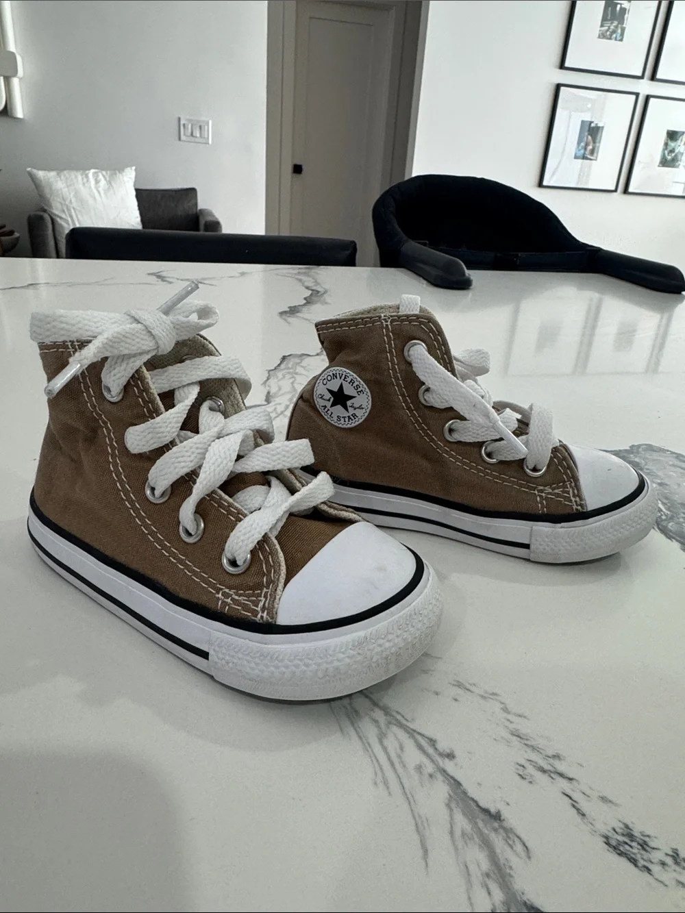 Converse toddler Brown High-Top Canvas Sneakers with White Accents